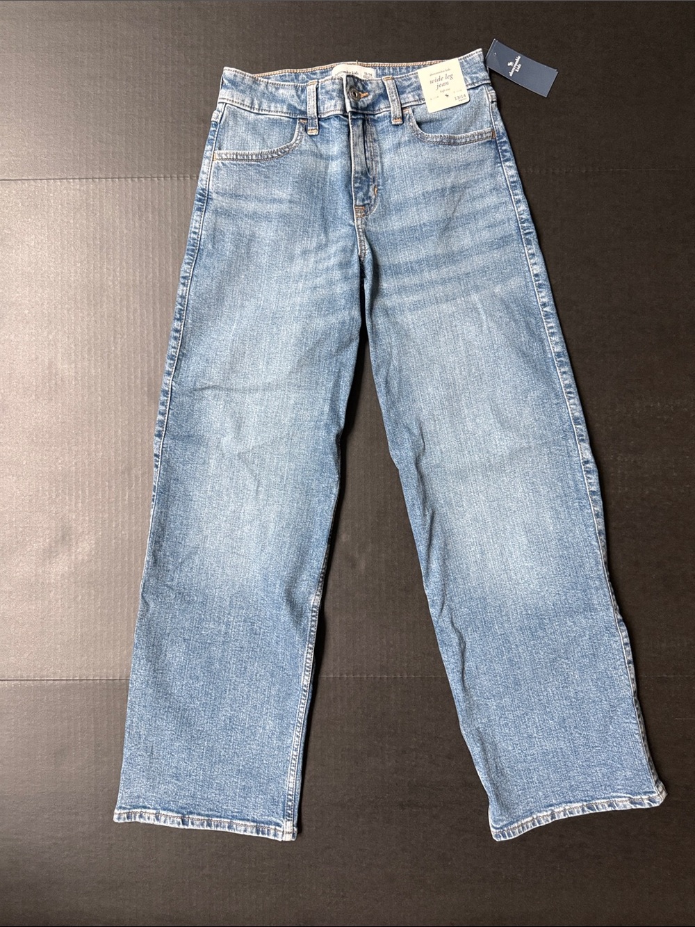 abercrombie kids medium blue straight-leg jeans